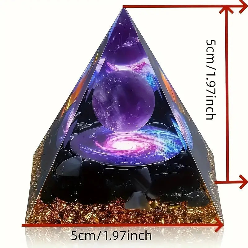 Pyramid with amethyst ball - positive energy, attracting wealth
