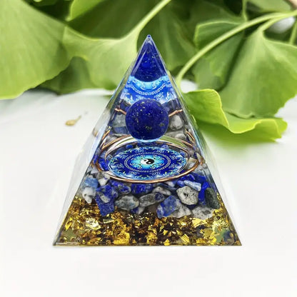 Pyramid with amethyst crystal ball - protection of well-being