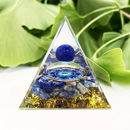 Pyramid with amethyst crystal ball - protection of well-being