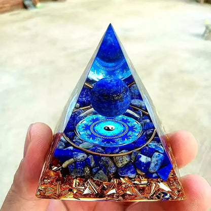 Pyramid with amethyst crystal ball - protection of well-being